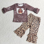 Girl Turkey Leopard Ruffles Pant Outfit