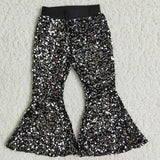 Girl Black & Fuchsia Sequin Bell Bottom Pant