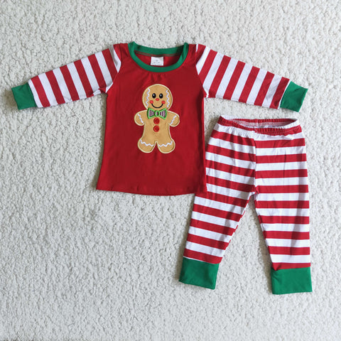 Girl Christmas Cookie Striped Pajamas Outfit