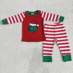 Boy Embroidery Cartoon Striped Pajamas Outfit