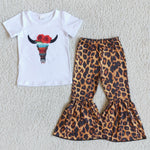 Clearance Girl Cow Head Leopard Outfit