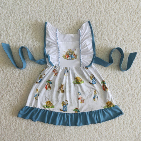 Girl Easter Rabbit Fultter Sleeve Dress