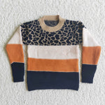 Boy Leopard Three Colors Patchwork Sweaters