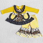 Girl Leopard Yellow & White Stripe Outfit