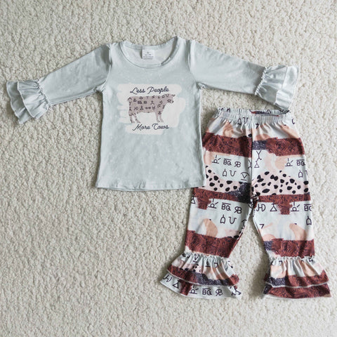 Girl Cow Letter Pencil Pants Outfit