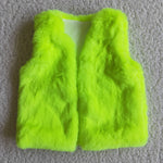Girl Shiny Green Faux Fur Vest