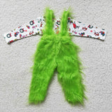 Boy Green Monster Long Sleeve Green Faux Fur Pant Outfit