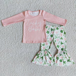 Girl Lucky Babe Shirt Clover Bell Bottom Outfit