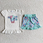 A4-12 Girl Cow Head Aztec Shorts Outfit-promotion 2024.3.9