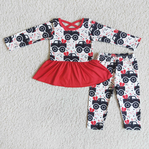 Girl Truck Heart Tunic Print Pant Outfit