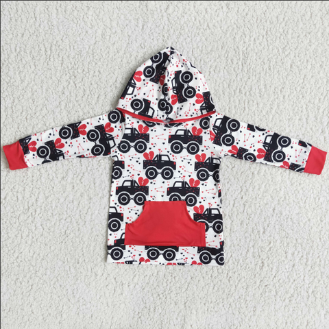 Valentine's day kids boys tractor hoodie top