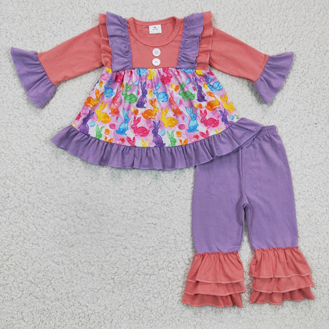Girl Rainbow Rabbit Purple Pant Outfit