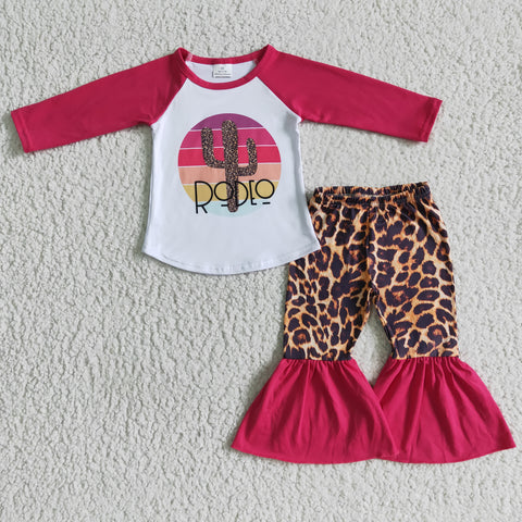 Clearance Girl Fuchsia Cactus Leopard Pant Outfit