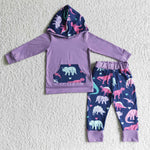 Boy Purple Dinosaur Hoodie Outfit