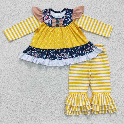 6 A20-11 Children toddler outfit baby stripe yellow clothes-promotion 2024.10.19