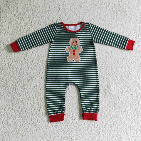 Boy Christmas Cookie Striped Romper