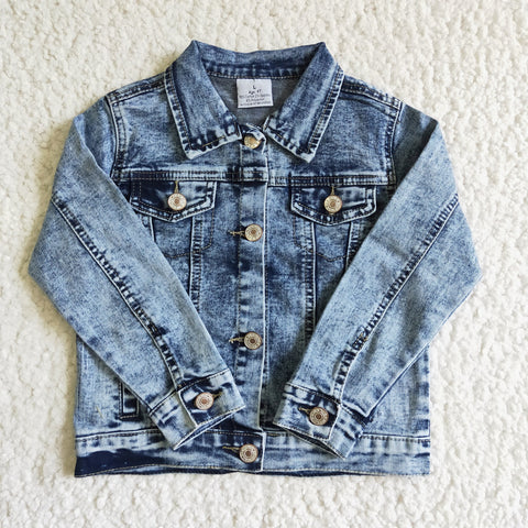 Girl Light Blue Denim Button Cardigan Jacket