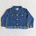 Girl Blue Denim Tassel Jacket