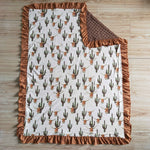Western Cactus Ruffle Side Baby Blanket