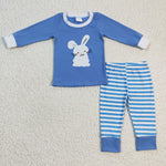 Boy Blue Rabbit Striped Pajamas Outfit