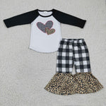 Girl Heart Plaid Leopard Outfit