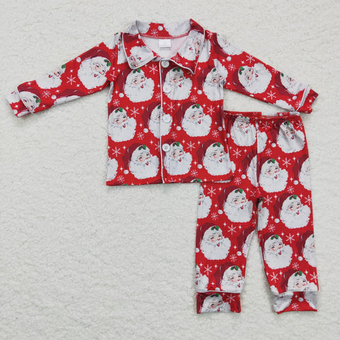 Children christmas red night clothes boys santa pajamas outfit