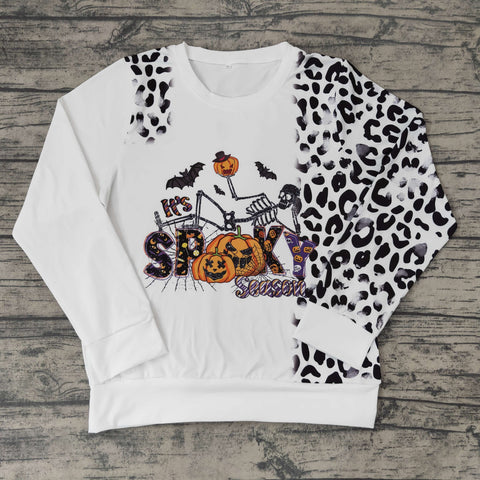 Adult Clothes White Pumpkin Leopard Long Sleeve Shirt Autumn Sweater