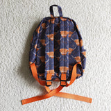 Navy Highland Cow Print Kids Girls Back To School Bags