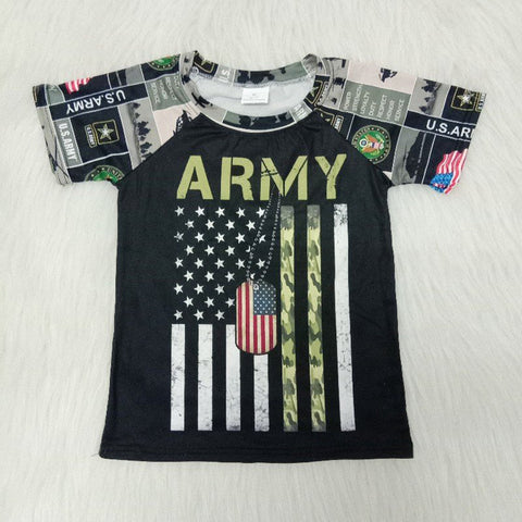 Boy Army Flag Short Sleeve T-shirt