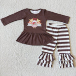 Girl Turkey Brown Striped Pant Outfit