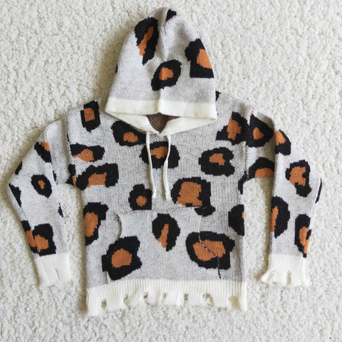 Girl Leopard Hoodie Pocket Sweaters