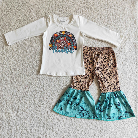 Girl Thanksgiving Rainbow Leopard Outfit
