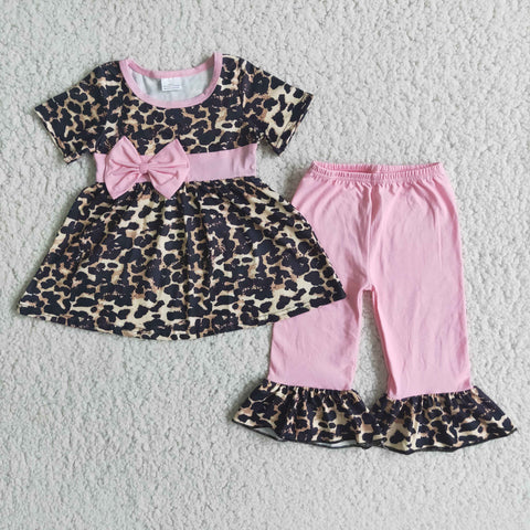 E3-2 Girl Leopard Bow Pink Pant Outfit-promotion 2024.3.2