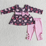 Girl Valentine Heart Tunic Pink Pant Outfit