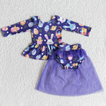 Girl Purple Gauze Eggs Bunny Chicken Skirt Match Bummie Outfit