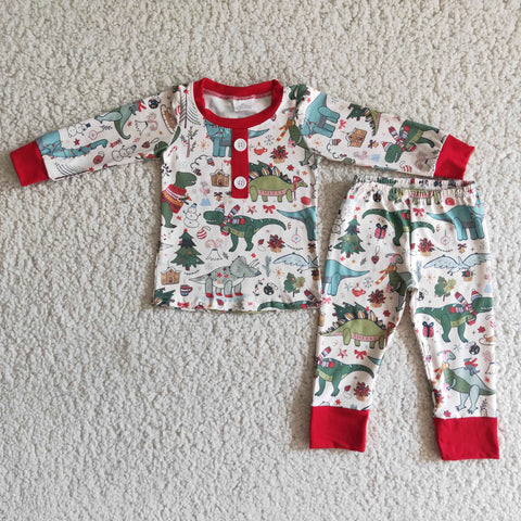 Boy Christmas Dinosaur Pajamas Outfit