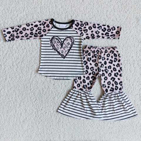 Girl Heart Leopard Long Sleeve Striped Pant Outfit