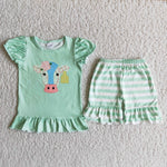 B9-1 Girl Cow Head Striped Shorts Outfit-promotion 2024.3.9