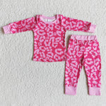 Girls Fuchsia Leopard Print Pajamas Valentine's Day Outfit