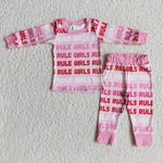 Girls Rule Letter Print Pajamas Outfit