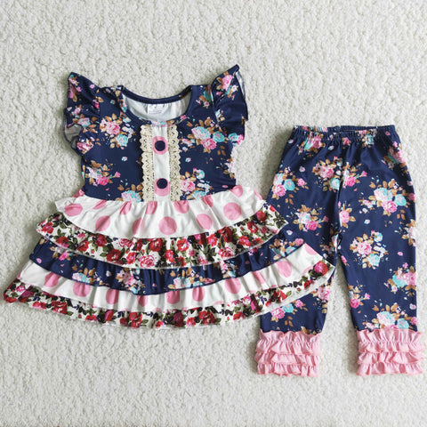 Girl Floral Ruffle Tunic Outfit