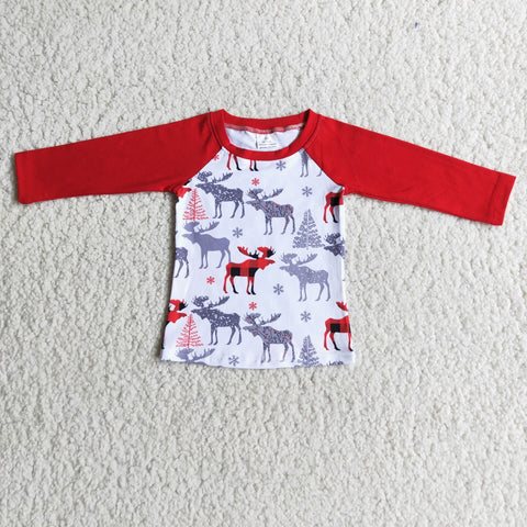 Promotion Boy Deer Red Long Sleeve T-shirt