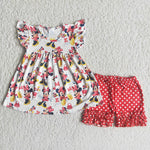 C0-15 Girl Cartoon Bow Red Polka Shorts Outfit-promotion 2024.3.16