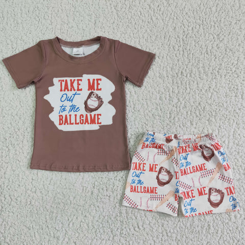 BSSO0023 Take Me Out To The Ballgame Boy Short Sleeve Baseball Clothes Outfit-promotion 2024.3.23