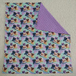 Baby Girl & Dogs Seamless Purple Blanket