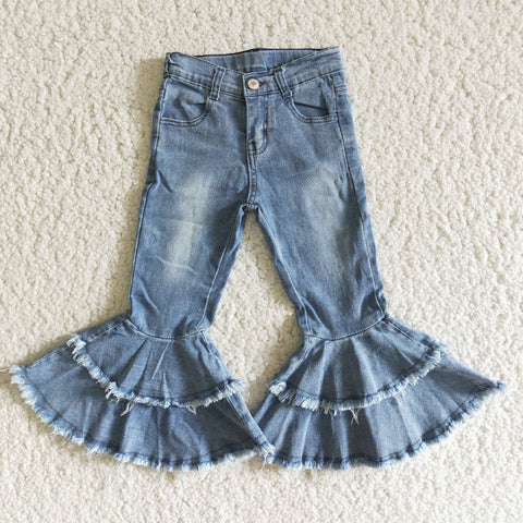 Light Blue Double Lace Bell Bottom Girls Pants