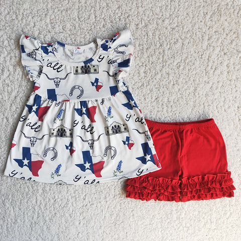 Girl Cute Print Red Short Outfit