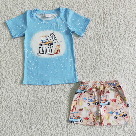BSSO0024 Blue Baby Boy Summer Car Short Sleeve Shirt Outfits-promotion 2024.3.16