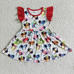 GSD0011 Red Flutter Sleeve Ears Headband Print Baby Girls Twirl Dresses-promotion 2024.1.27