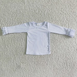 Girl Solid Ruffles Long Sleeve Shirt